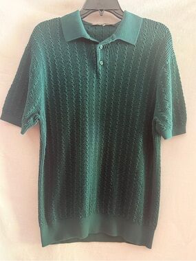 Mr Turk Men's Forest Green Short-Sleeve Polo Knit Shirt